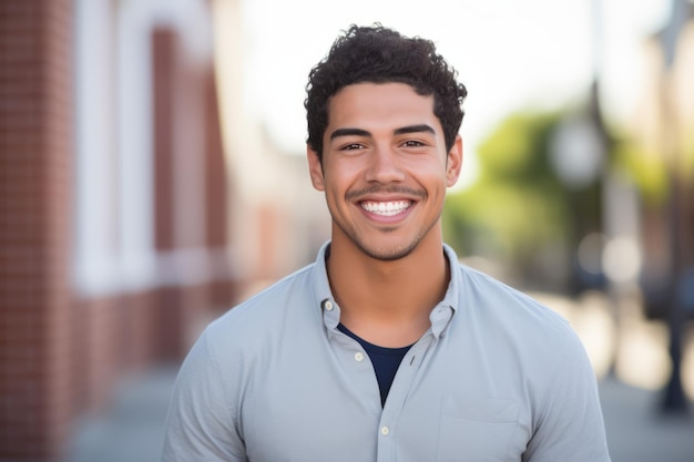 Photo a hispanic young man smile at camera