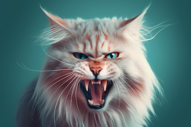 Hissing angry cat Generate Ai