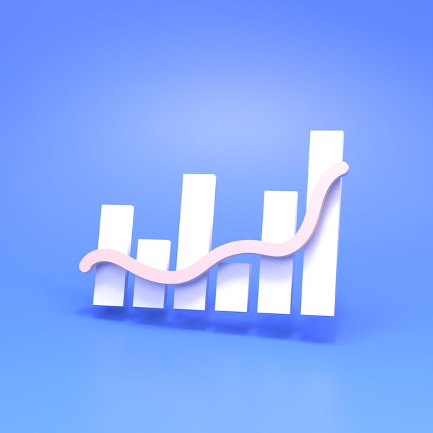 Histogram on a blue background Business concept 3D renderer