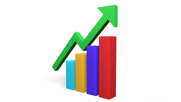 Histogram columns up and statistics finance 3drendering