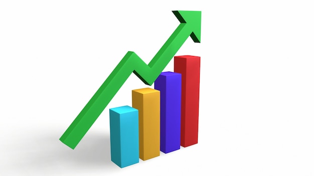 Histogram columns up and statistics finance 3drendering