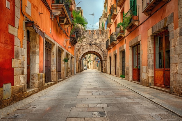 Photo historic archway in mahon spain balearic island