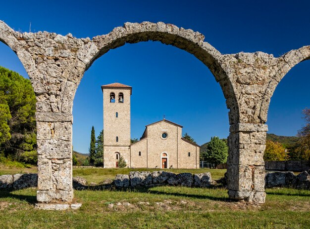 Historic building against clear blue sky