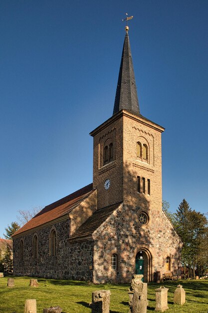 Historic building against clear blue sky