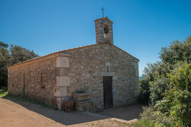 Historic building against clear blue sky