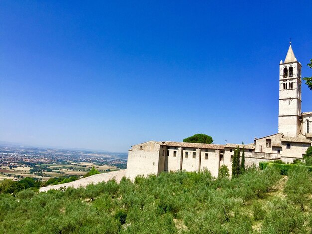 Historic building against clear blue sky