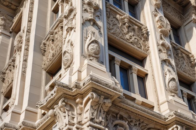 Foto edificio storico con intricati dettagli in pietra e intagli creati con l'ia generativa