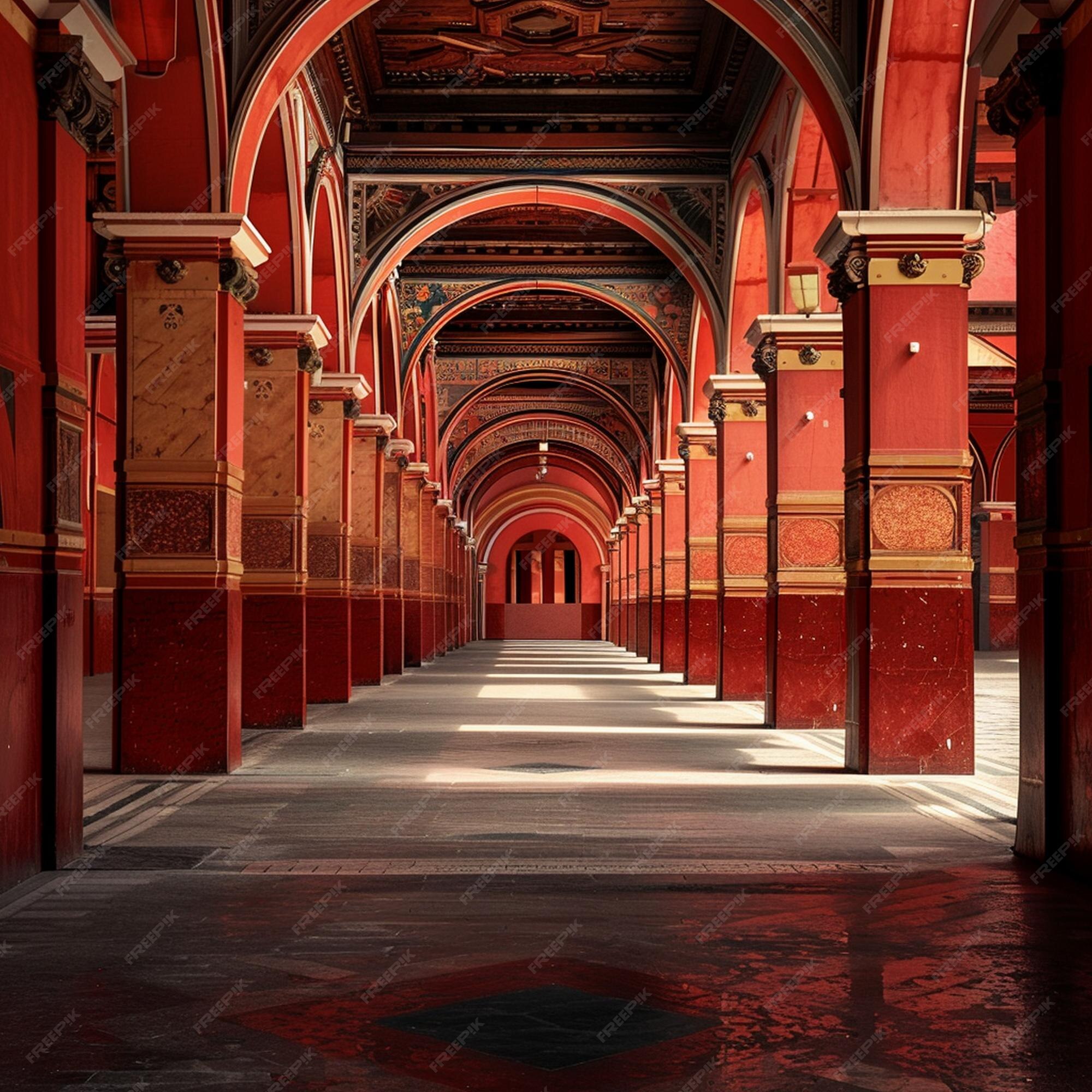Premium Photo | Historic Bullfighting Arena Corridor with Clock on Wall 