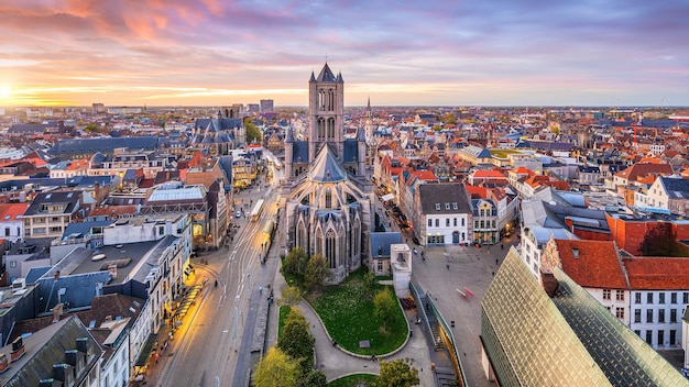 Photo historic city of downtown ghent cityscape of belgium