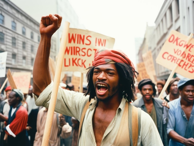 Photo historic colored photo of a man leading a protest