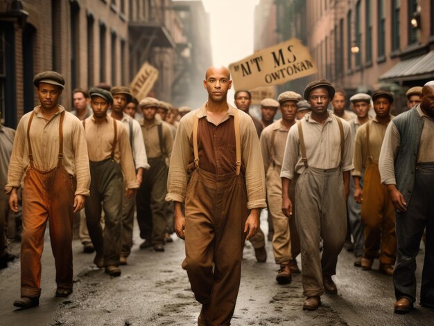 Photo historic colored photo of a man leading a protest