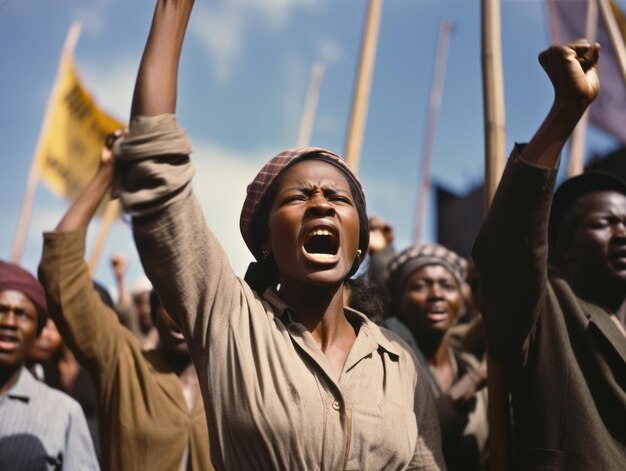 Photo historic colored photo of a woman leading a protest