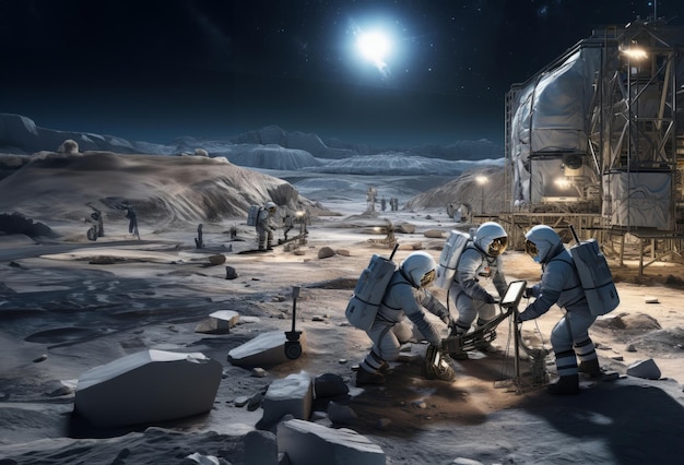 in a historic endeavor a team of specialized astronauts works diligently on constructing a space station on the surface of mars pushing the boundaries of human exploration and scientific achievement