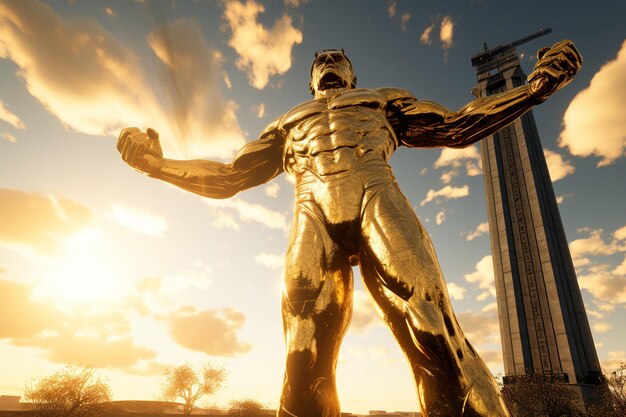 Photo the historic golden driller statue in tulsa generative ai