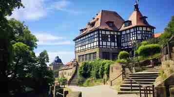 Photo historic heights castle hill in quedlinburg germany