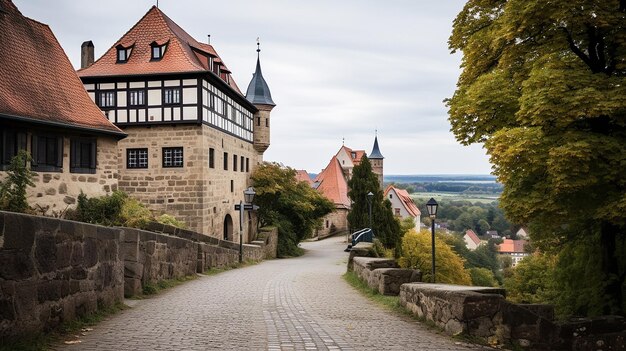 Photo historic heights castle hill in quedlinburg germany