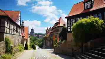 Photo historic heights castle hill in quedlinburg germany