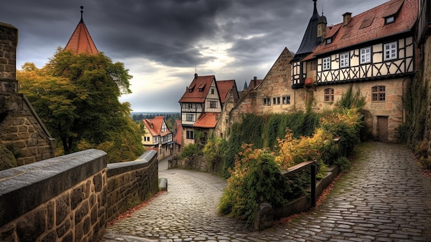 Photo historic heights castle hill in quedlinburg germany