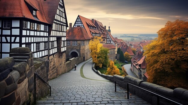 Photo historic heights castle hill in quedlinburg germany