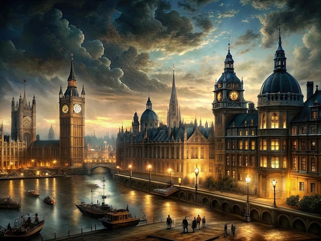 밤 에 역사적 인 런던