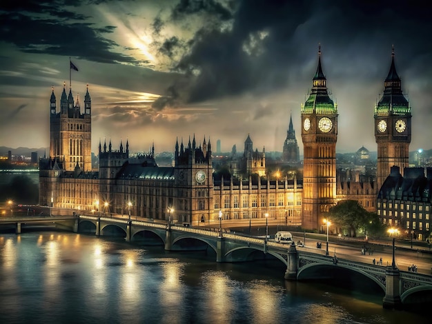 밤 에 역사적 인 런던