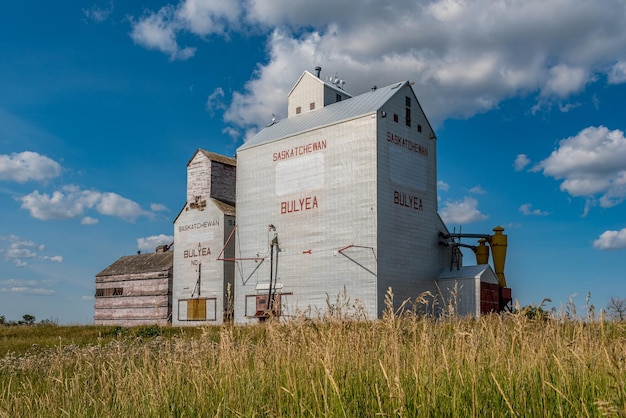 The historic old grain elevator in Bulyea, Saskatchewan, Canada