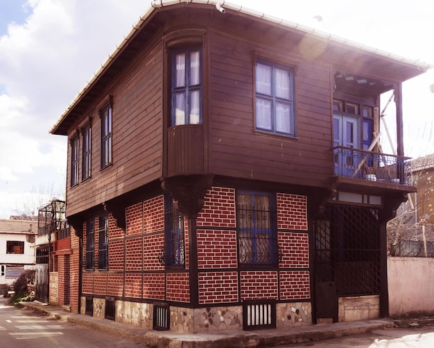 historic old house renovated with brick wall without damaging its historical texture