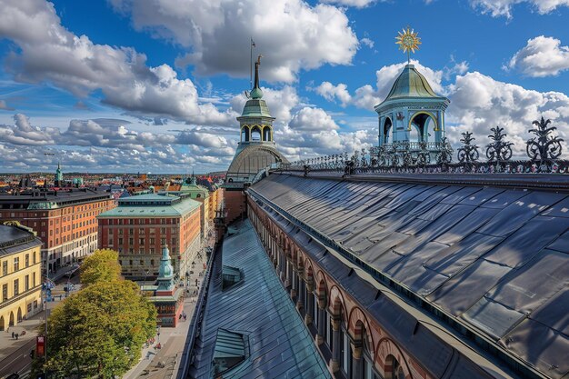 Historic roof view north scan of traffic tower hall Generative Ai