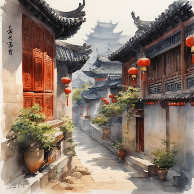 歴史的な伝統的な中国の家屋