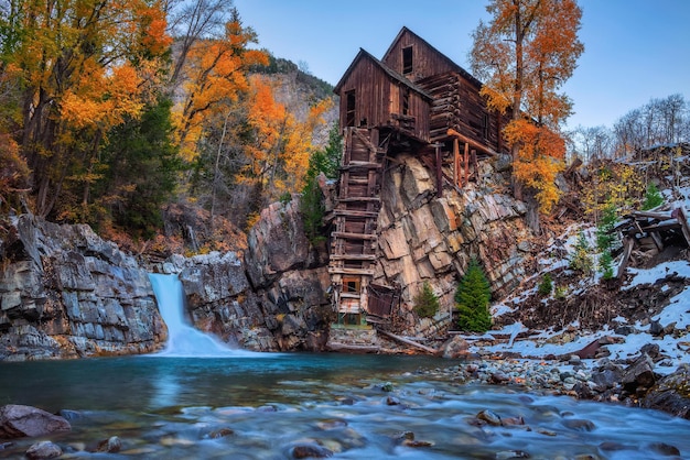 Historic wooden powerhouse called the Crystal Mill in Colorado