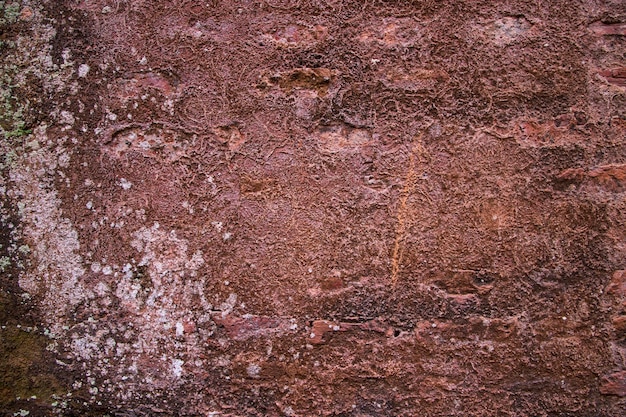 Историческое здание Старые стены с мхом и лишайником Старая кирпичная стена абстрактная текстура Фон