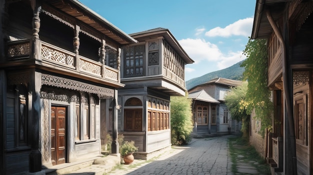 Photo historical center of sheki city with khans palace in azerbaijan architectural stone building unesco