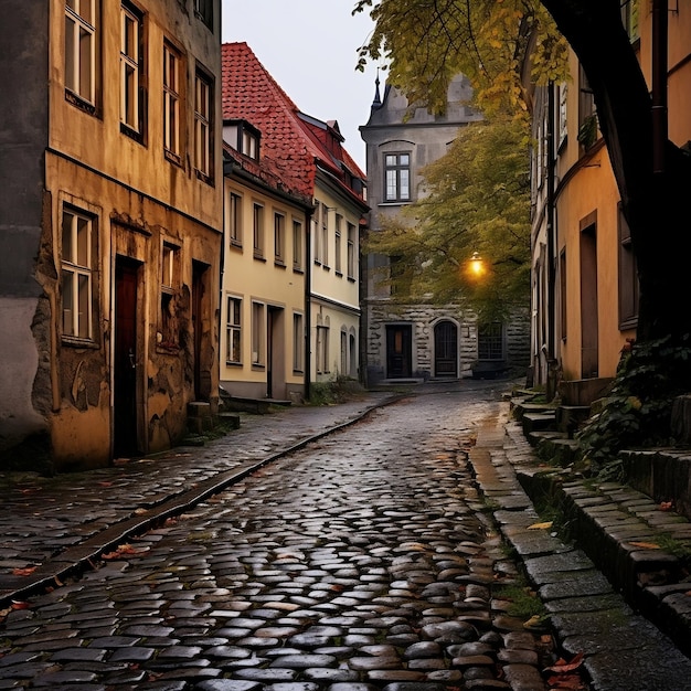 Foto fascino storico esplorando la nostalgia della città vecchia ia generativa