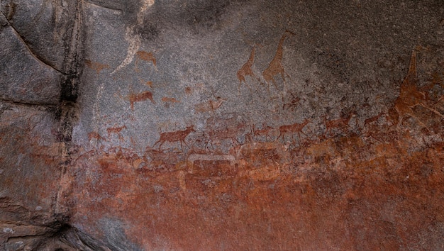 Historical paintings in the Nswatugi Cave Matopos National Park Zimbabwe