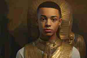 Photo historical portrait of young tutankhamun generate ai