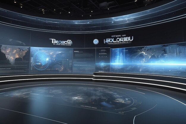 Photo historical timeline news background 3d holographic display