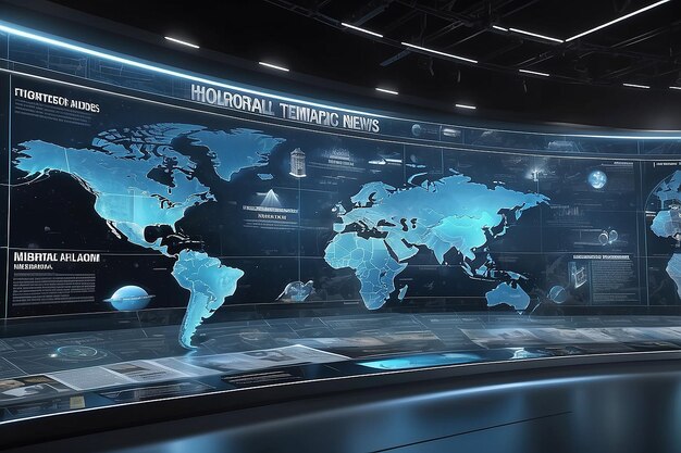 Photo historical timeline news background 3d holographic display