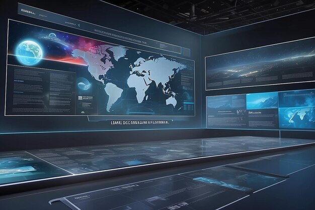 Photo historical timeline news background 3d holographic display