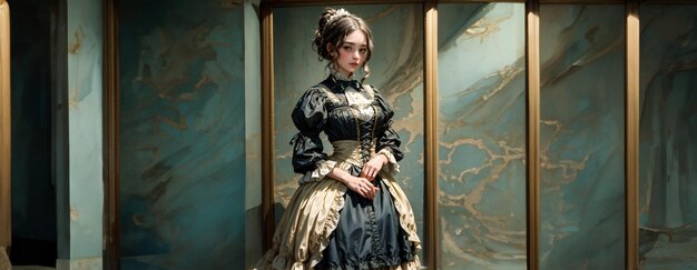 Historical of the Victorian era Portrait of an elegant woman in vintage dress