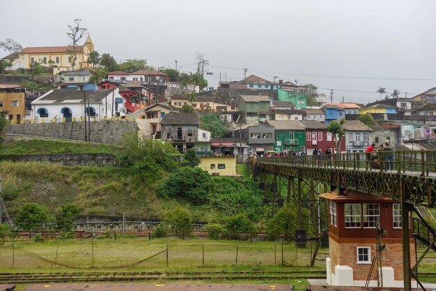 Historisch dorp Paranapiacaba onder mist oud treinstation Santo Andre Brazilië