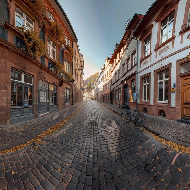 Historische architectuur in de oude stadsstraat van Heidelberg
