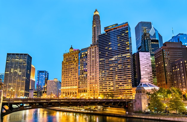 Historische gebouwen in het centrum van Chicago, Illinois, Verenigde Staten