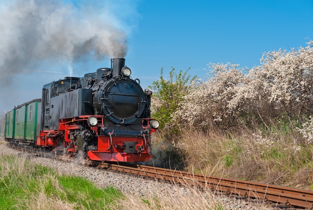 Historische stoomtrein op eiland Rugen