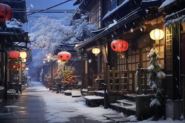 Historische straat van Shirakawago in de winter Japan