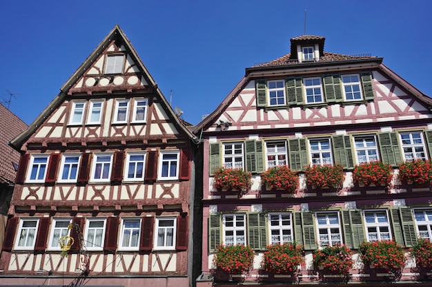 Historische vakwerkhuizen op het marktplein, Calw, Zwarte Woud, Baden-Wuerttemberg, Duitsland.