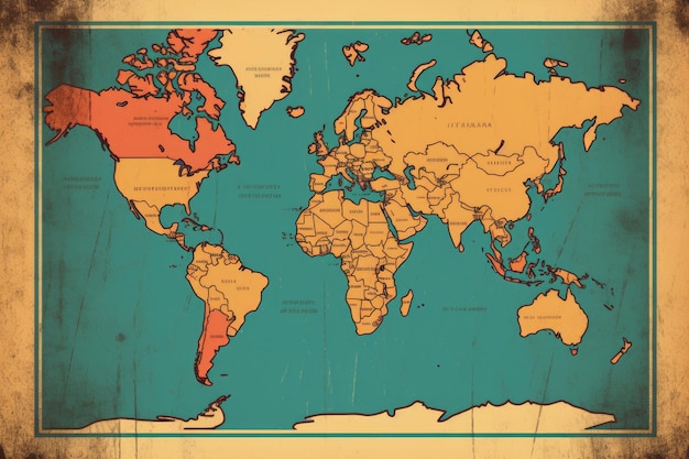 Foto historische wereldkaart