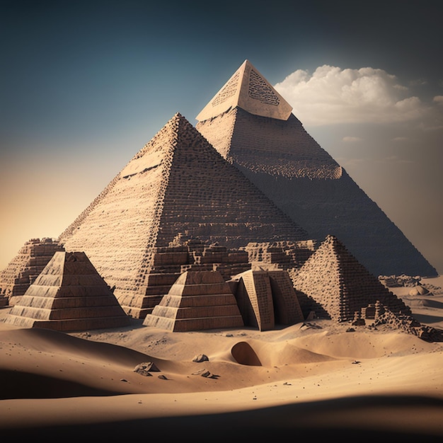 History Egypt Great Pyramids illustration image Ai generated art