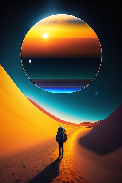 Hitchhiking door het universum 3D illustratie