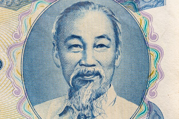 Ho Chi Minh portrait from Vietnamese money banknote.