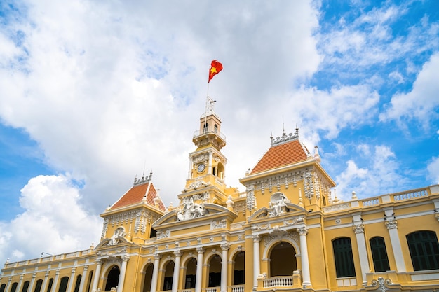 Ho Chi Minh VIETNAM MAY 22 2022 Scenic view of the Ho Chi Minh City Hall in Vietnam Ho Chi Minh City is a popular tourist destination of Asia